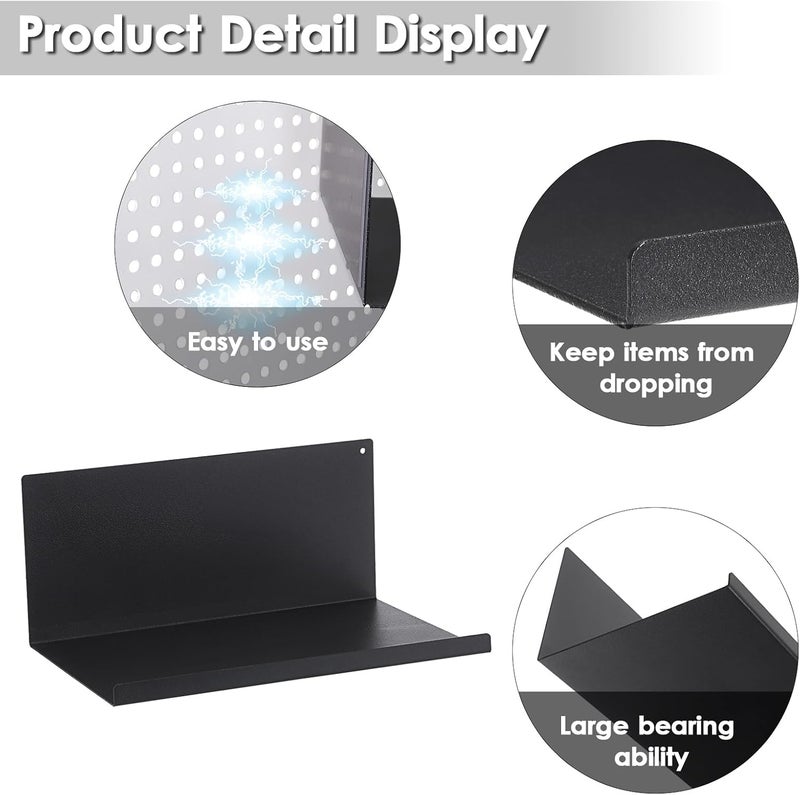 Kokone Magnetic Pegboard Shelves 6 Pack Small Pegboard Shelf for Garage Sturdy Steel Pegboard Accessories for Storing or Displaying Versatile Peg Board Shelf for Workbench,Craft Room,Home,Black - Image 4